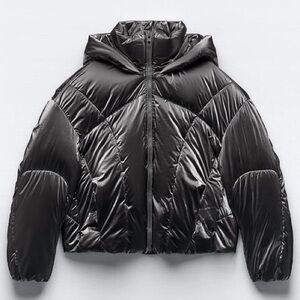 NWT ZARA METALLIC FINISH PUFFER ANORAK M 4341 $90